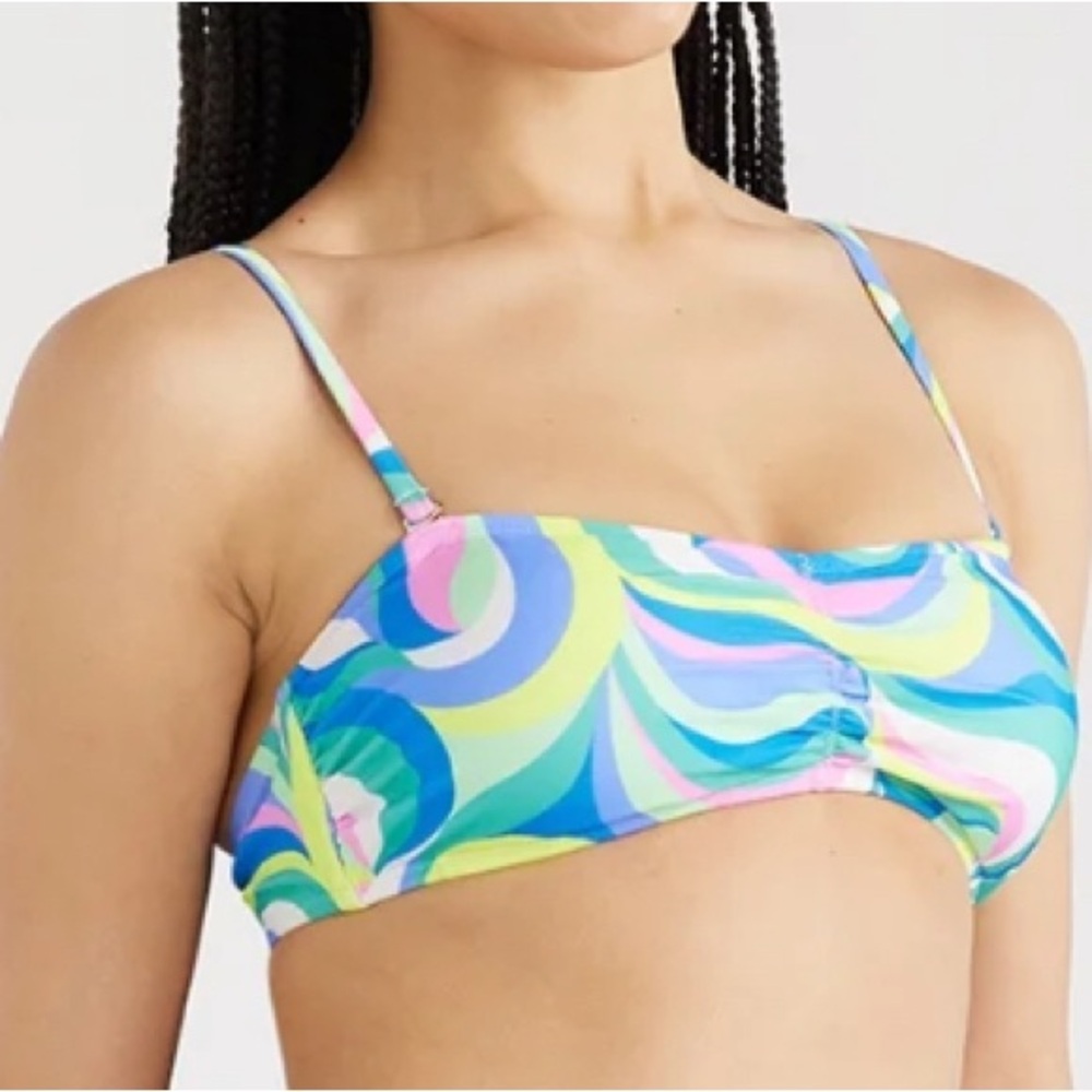 No Boundaries Juniors' High Low Swirl Bralette Bikini Top S-Hook Size Small
